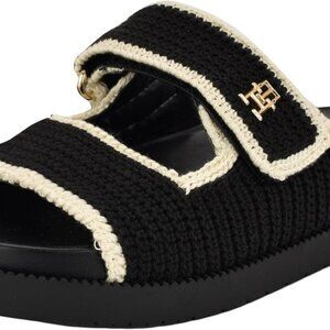 Women's Landyn Sandal Black Polyurethane Slip-On Woven Crochet Rubber Sole